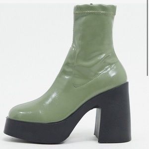 ISO ASOS Elsie Mint Green Platform Boots